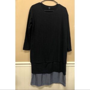Rococo Lagenlook Minimalist Black L/S Dress Small